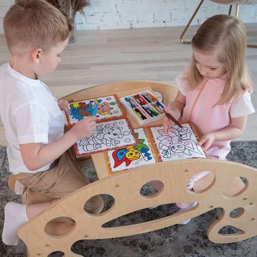 Парта + Качели Баланс борд 2 в 1 (мебель Монтессори)