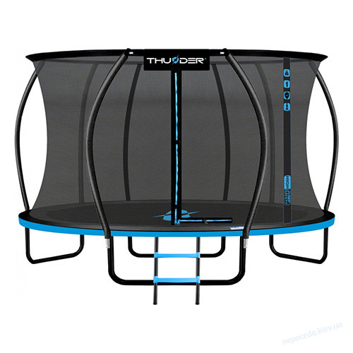 Батут с защитной сеткой THUNDER INSIDE ULTRA 374 см черно-голубой
