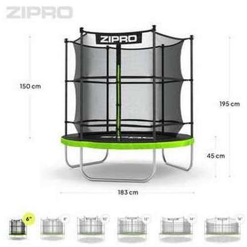 Батут Zipro Jump Pro 183 см черно-зеленый с внутренней сеткой ✅ хорошие характеристики Батут Zipro Jump Pro 183 см черно-зеленый с внутренней сеткой ✅ хорошие характеристики