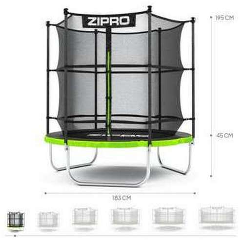Батут Zipro Jump Pro 183 см черно-зеленый с внутренней сеткой ✅ хорошие характеристики Батут Zipro Jump Pro 183 см черно-зеленый с внутренней сеткой ✅ хорошие характеристики