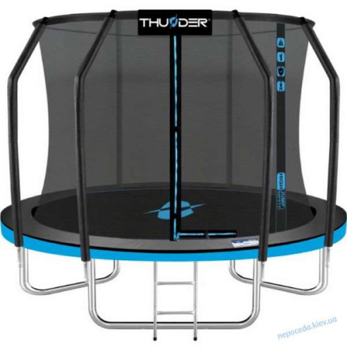 Качественный Батут thunder elite 252см с крепкой внутренней сеткой черный с синим Качественный Батут thunder elite 252см с крепкой внутренней сеткой черный с синим