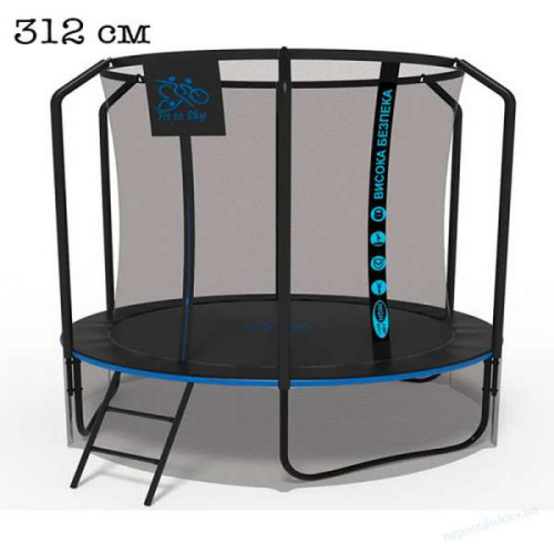 Батут до 150кг размер 312см black premium c сеткой и лесенкой 56 пружин