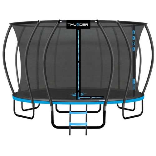 Батут 490 см черно-голубой THUNDER INSIDE ULTRA с внутренней сеткой