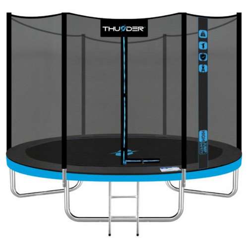 Батут 244 см черно-голубой THUNDER OUTSIDE PRO с наружной сеткой