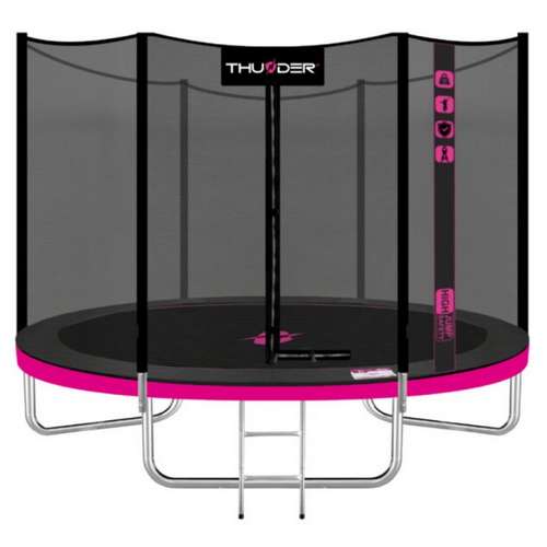 Батут THUNDER OUTSIDE PRO с наружной сеткой 244 см черно-розовый