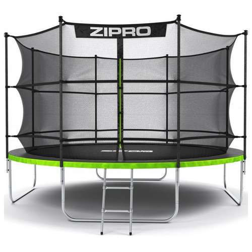 Батут Zipro Jump Pro 374 см чорно-зелений з внутрішньою сіткою