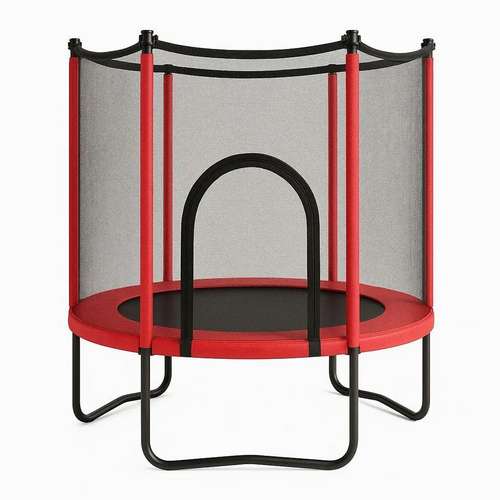 Дитячий батут FitToSky 152см Black з сіткою червоний