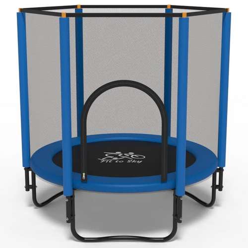 Батут FitToSky 152см Black з сіткою синій