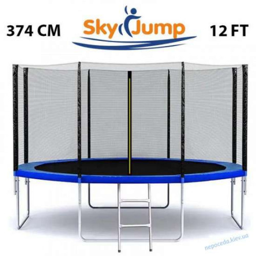 Батут SkyJump 374 см с защитной сеткой и лесенкой