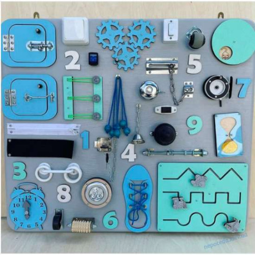 Бізіборд дитяча розвиваюча дошка 70х60см