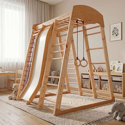 Спортивно-игровой комплекс для дома «Акварелька» Wood с горкой ✅ хорошие характеристики Спортивно-игровой комплекс для дома «Акварелька» Wood с горкой ✅ хорошие характеристики фото3