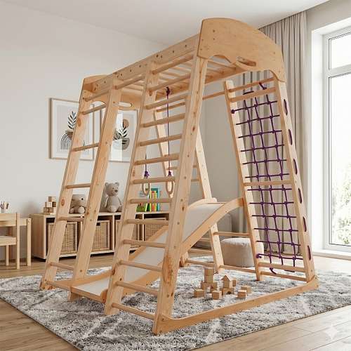Спортивно-ігровий комплекс для дому «Акварелька» Wood з горкою