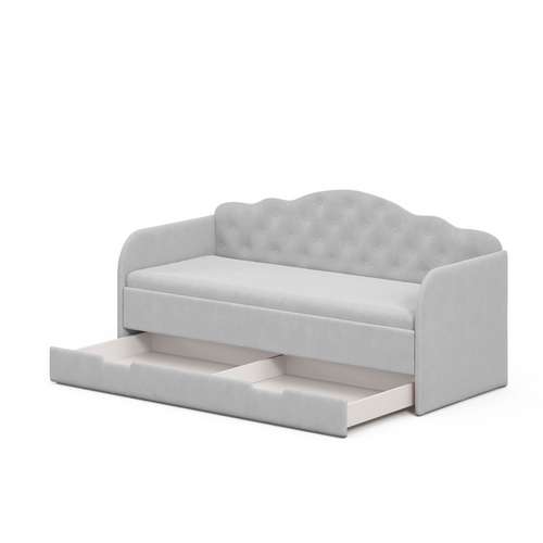 Детская кроватка с мягкой спинкой и выдвижным ящиком Melisa Grey