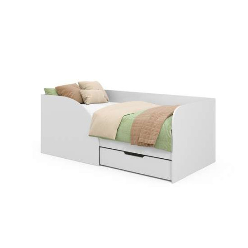 Детская кроватка белого цвета TOKIO с бортиком и ящиком, 1700х800 мм