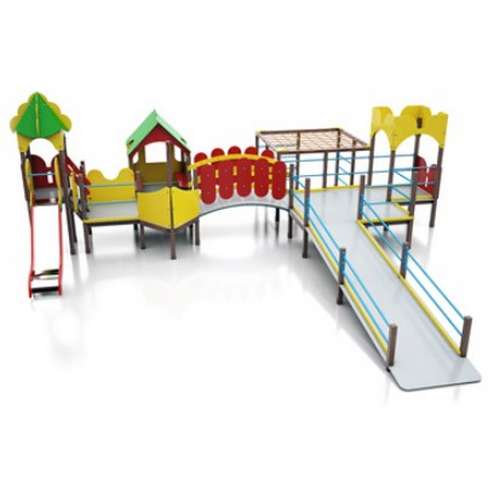 Уличный игровой комплекс с горкой для детей с ОФВ на площадку