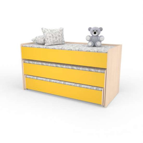 Детская кровать телескопическая на 3 яруса для сада 140х60 голубая ✅ хорошие характеристики Детская кровать телескопическая на 3 яруса для сада 140х60 голубая ✅ хорошие характеристики