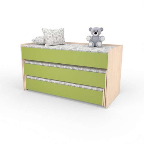 Детская кровать телескопическая на 3 яруса для сада 140х60 голубая ✅ хорошие характеристики Детская кровать телескопическая на 3 яруса для сада 140х60 голубая ✅ хорошие характеристики