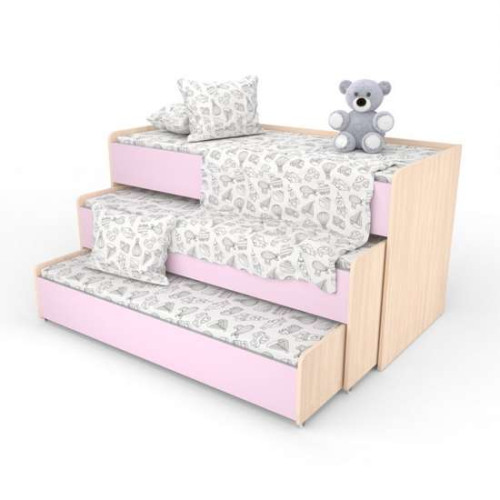 Детская кровать телескопическая на 3 яруса для сада 140х60 голубая ✅ хорошие характеристики Детская кровать телескопическая на 3 яруса для сада 140х60 голубая ✅ хорошие характеристики