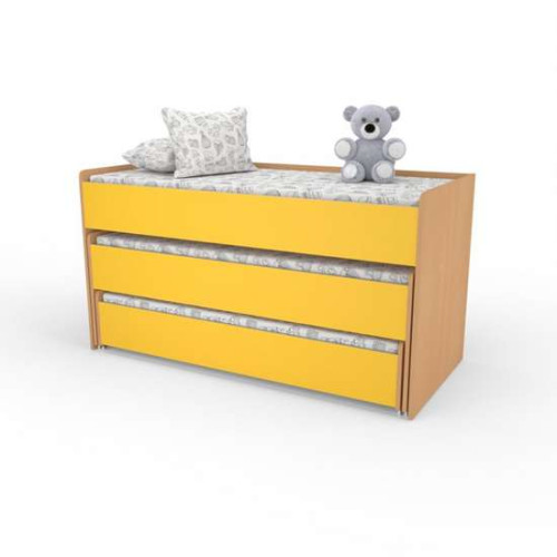 Детская кровать телескопическая на 3 яруса для сада 140х60 голубая ✅ хорошие характеристики Детская кровать телескопическая на 3 яруса для сада 140х60 голубая ✅ хорошие характеристики