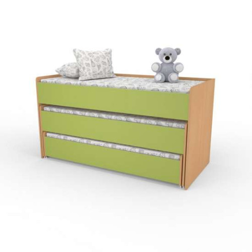 Детская кровать телескопическая на 3 яруса для сада 140х60 голубая ✅ хорошие характеристики Детская кровать телескопическая на 3 яруса для сада 140х60 голубая ✅ хорошие характеристики