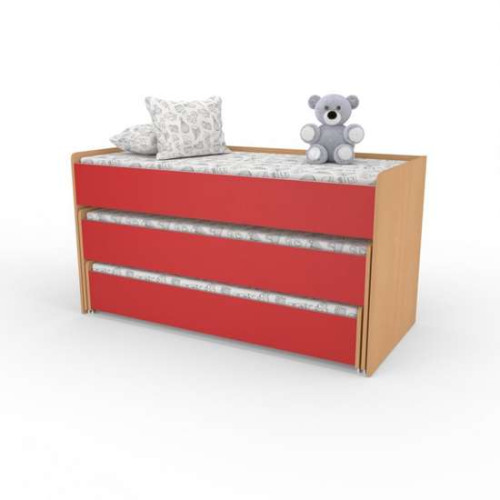 Детская кровать телескопическая на 3 яруса для сада 140х60 голубая ✅ хорошие характеристики Детская кровать телескопическая на 3 яруса для сада 140х60 голубая ✅ хорошие характеристики