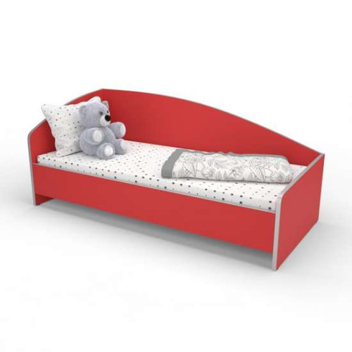 Детская кроватка одноярусная с фигурной спинкой для садика 140х60 красная