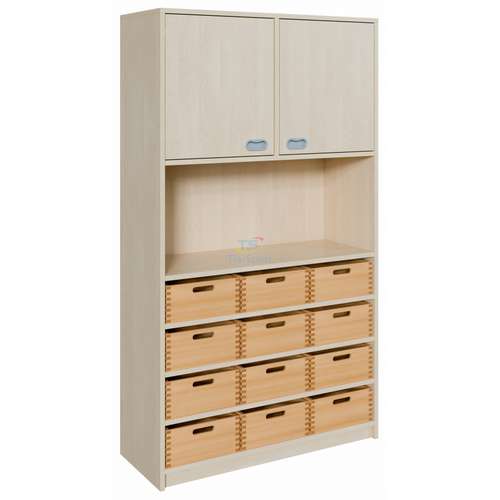 Шкаф для учебных материалов с фанерными ящиками (102×160×45 см)