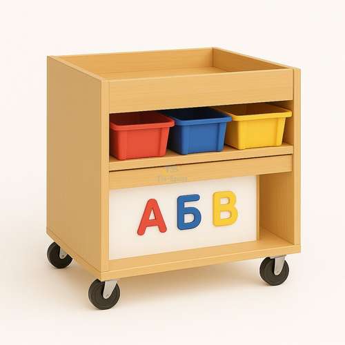 Тумба-тележка для рисования (на колесах, с контейнерами)