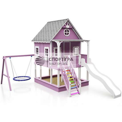 Дитячий будиночок ігровий дерев'яний з гойдалкою WL-127 Дитячий будиночок ігровий дерев'яний з гойдалкою WL-127