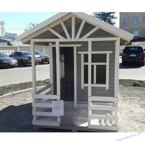 "Игровой домик серый" из дерева для детей (190см)