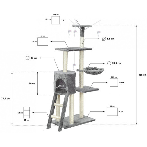 Дряпалка для кота с игрушками FunFit XL 1808-серая ✅ хорошие характеристики Дряпалка для кота с игрушками FunFit XL 1808-серая ✅ хорошие характеристики
