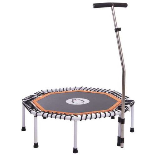 Фитнес батут для джампинга восьмиугольный с ручкой ø91см черный оранжевый