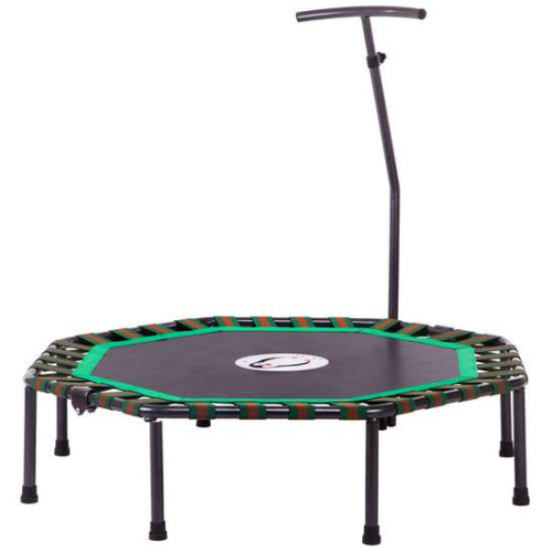 Фитнес батут для джампинга восьмиугольный с ручкой ø107см черный-зеленый