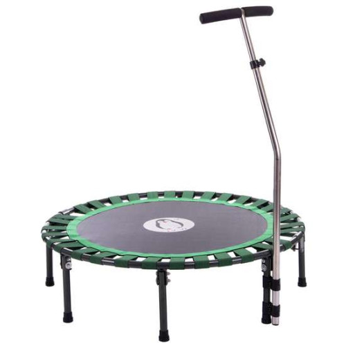 Фитнес батут для джампинга круглый с ручкой ø102см черный-зеленый