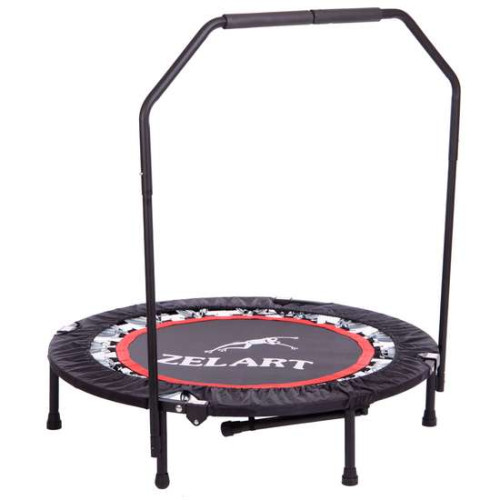 Фитнес батут для джампинга складной круглый с ручкой Zelart ø101см черно-красный