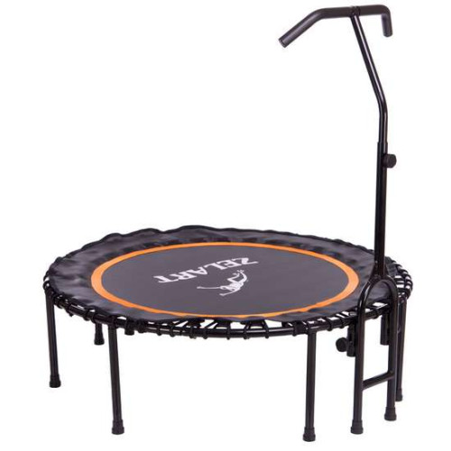 Фитнес батут для джампинга круглый с ручкой ø114,5см черный оранжевый