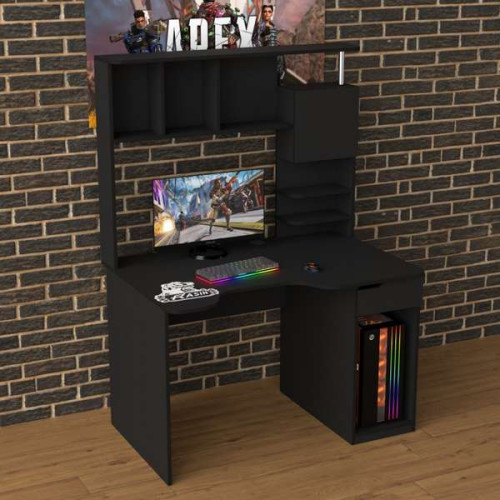 Игровой стол геймерский Rasin RS-12 черный с надстройкой (кромка разного цвета)