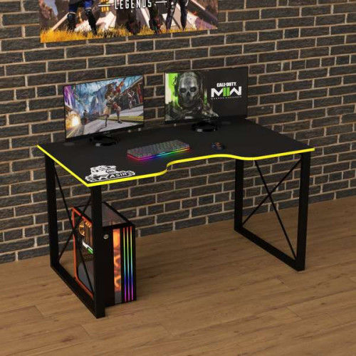 Ігровий геймерський стіл Rasin RS-13 чорно-жовтий (кромка різного кольору) металеві ніжки Ігровий геймерський стіл Rasin RS-13 чорно-жовтий (кромка різного кольору) металеві ніжки