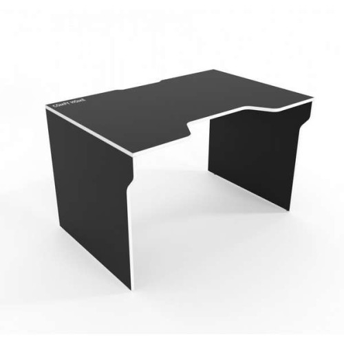 Прямой геймерский стол игровой Lyu Kan черный+белый (кромка разного цвета)