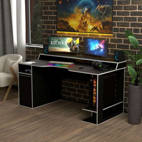 Игровой стол для геймеров Rasin RS-28 черный+желтый (кромка разного цвета) с полочкой для монитора и тумбой ✅ хорошие характеристики Игровой стол для геймеров Rasin RS-28 черный+желтый (кромка разного цвета) с полочкой для монитора и тумбой ✅ хорошие характеристики фото3