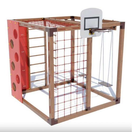 Гимнастический детский комплекс Куб-7 с качелями и баскетбольным кольцом Гимнастический детский комплекс Куб-7 с качелями и баскетбольным кольцом