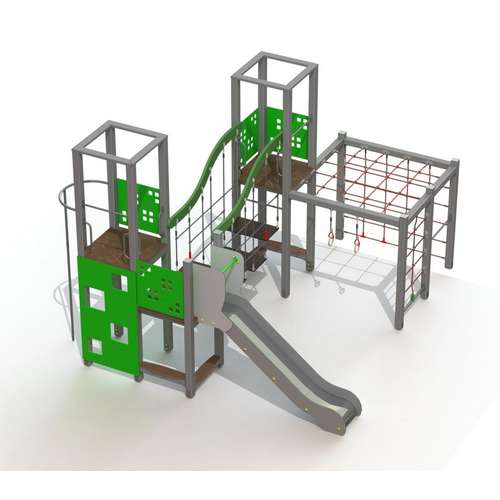 Уличный гимнастический комплекс "Динамическая башня" с канатной сеткой