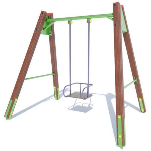 Детская качель на деревянных стойках одинарная