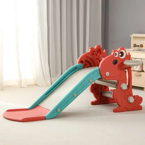 Дитяча гірка 2в1 Dino пластикова червоно-бірюзова 110 см Дракоша 