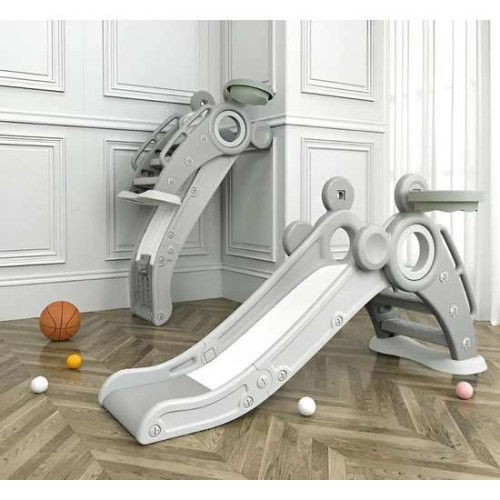 Дитяча складна гірка Mickey Сіра 115 см пластикова з баскетбольним кільцем