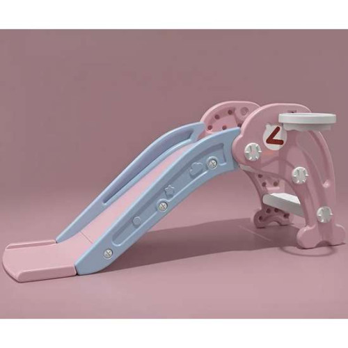 Дитяча пластикова гірка 2в1 Finy рожева з баскетбольним кільцем