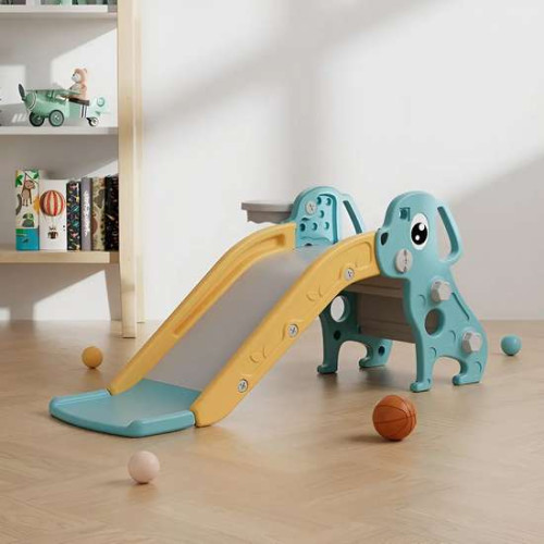 Дитяча пластикова гірка 2в1 Puppy бірюзова з баскетбольним кільцем