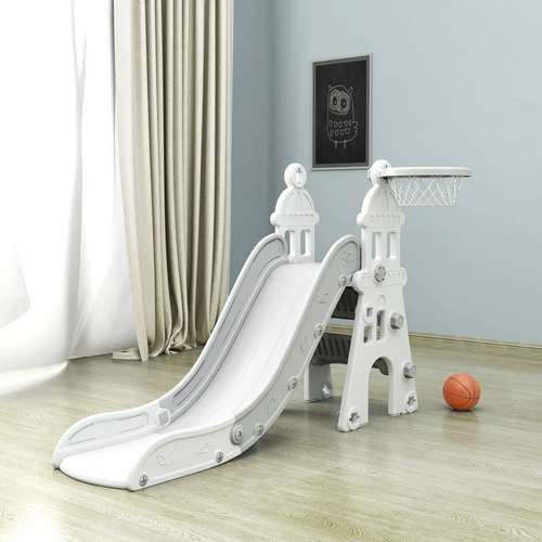 Дитяча гірка для дому 2в1 Castle біло-сіра 140 см