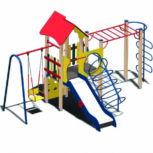Уличный детский игровой комплекс с качелей и горкой Альпинист