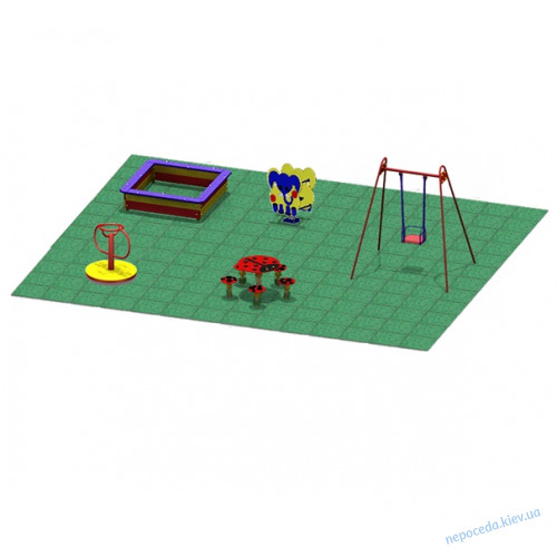 Дитячий ігровий майданчик компактний вуличний №3 з пісочницею та каруселлю